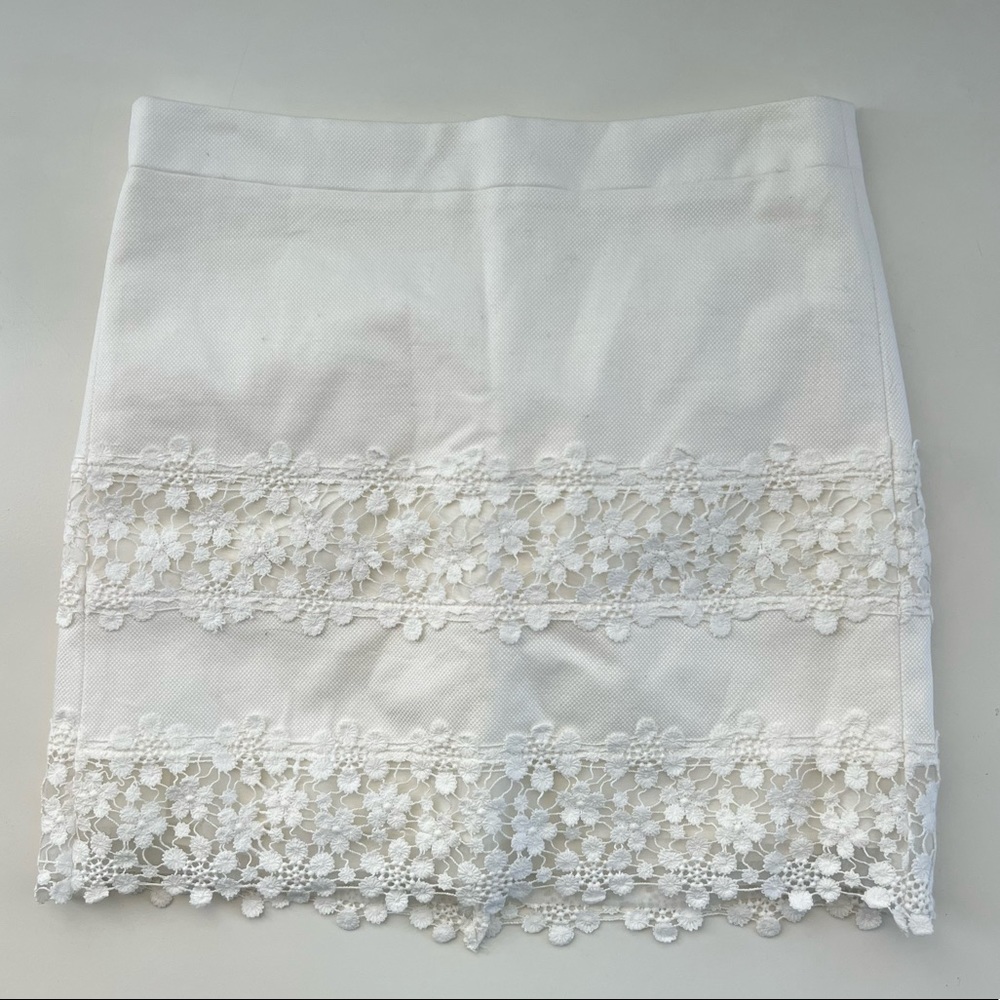 NWOT J.Crew White Denim Floral Skirt